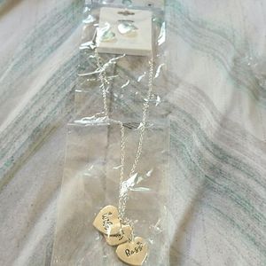 Wife mom and boss charm necklace and earring set